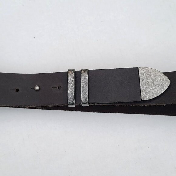 FREE PEOPLE Rustic Leather Belt Sz XS/S Black Prong Closure 2 Metal Loops NWOT - Picture 5 of 9